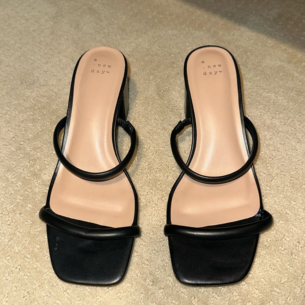 A New Day Black Strappy Heels
